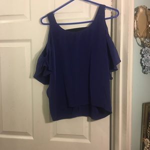 Purple cut out shoulder top
